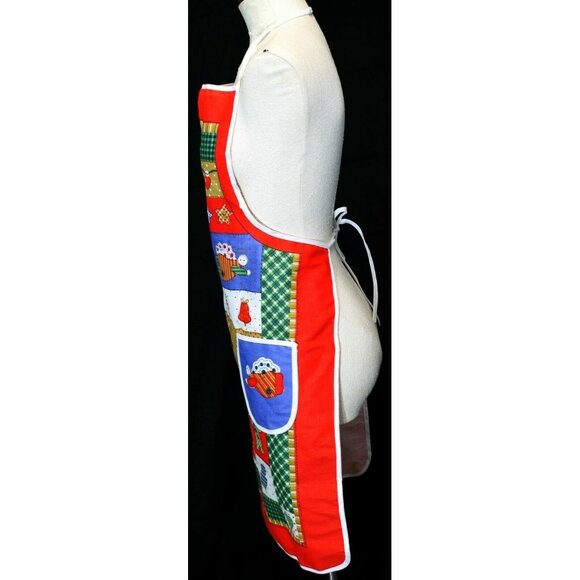 Country Christmas Kitchen Full Apron Pockets Angel Star Bell Light Unitex Int'l - Picture 8 of 10